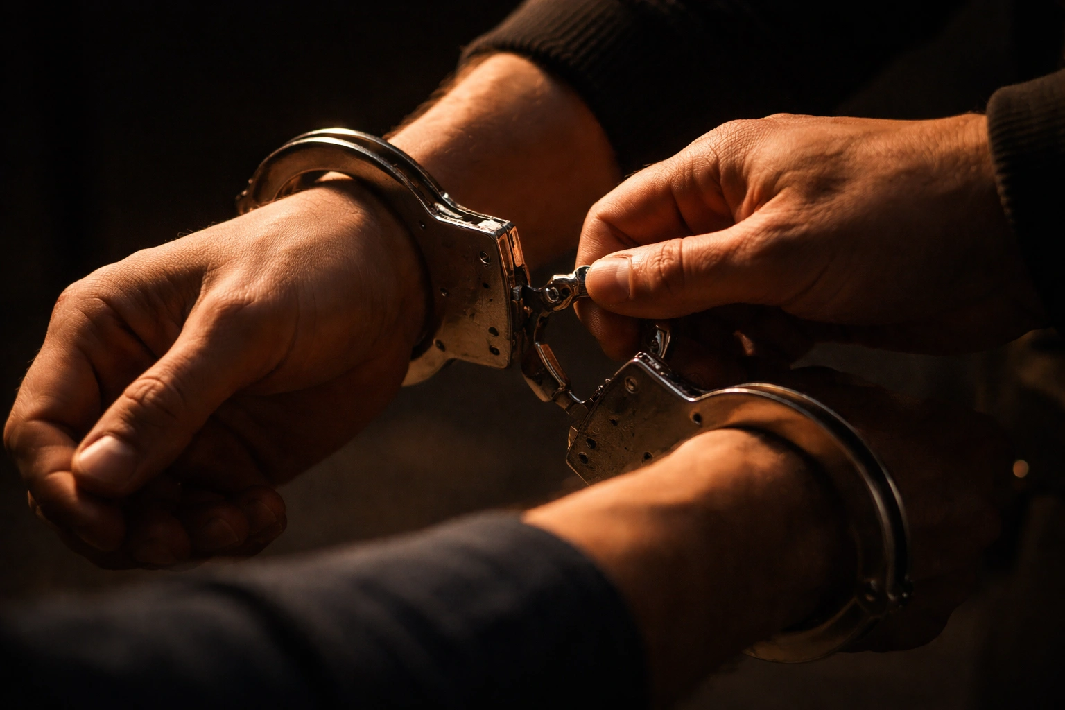 Handcuffs removed after bail bond at Ferris City Jail