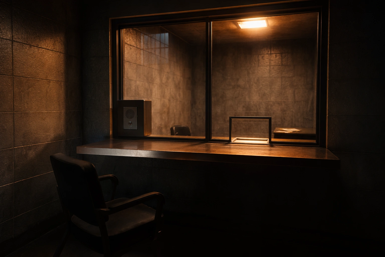 Booking window at Red Oak holding facility